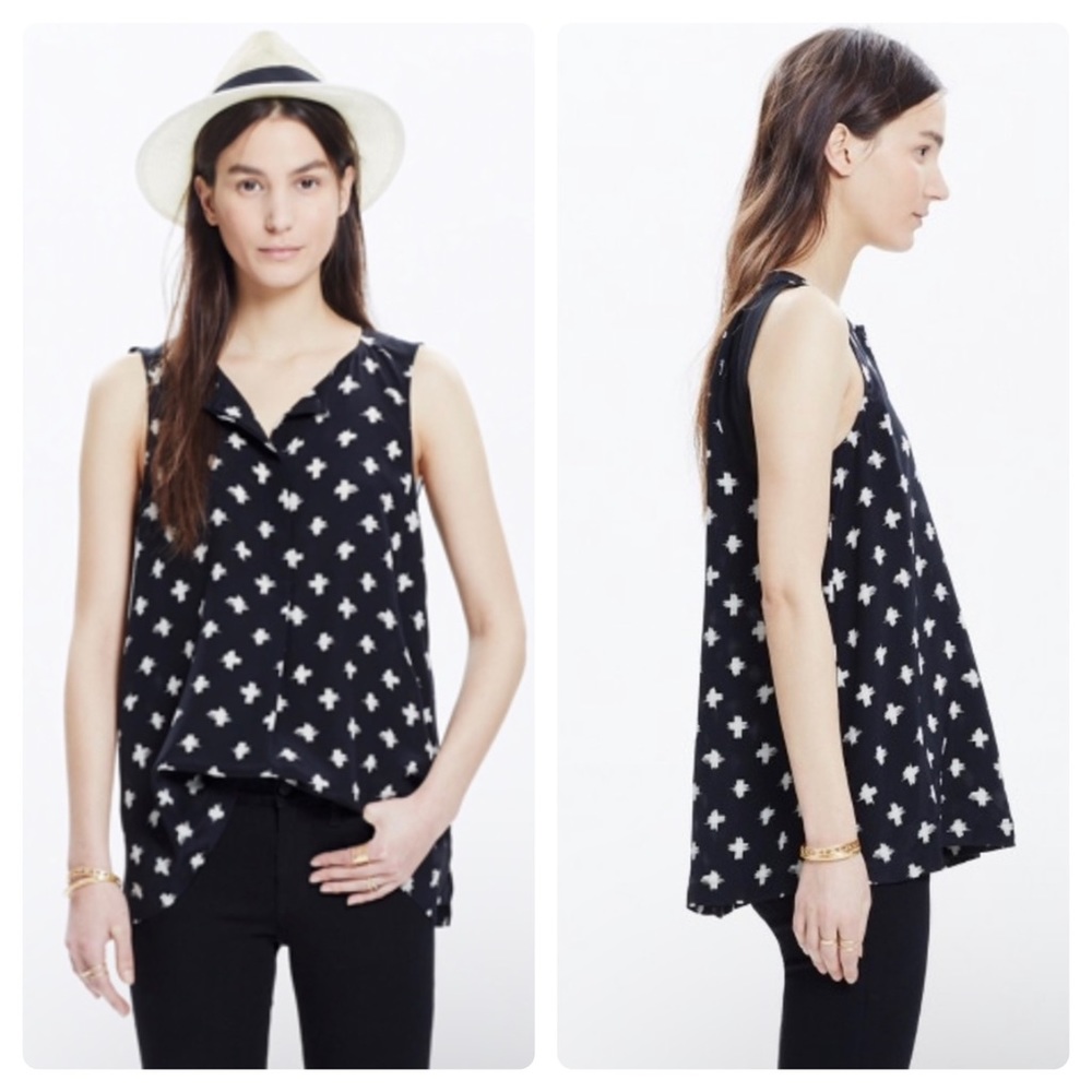 Madewell Silky Black Swing Tank with Tan Cross size XXS
